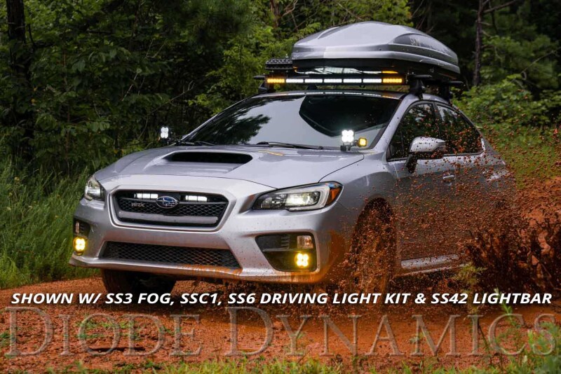 Subaru WRX LED Light Pods - Above Hood - Diode Dynamics - Stage Series 2in Ditch Light Kit - Yellow - `15-`21